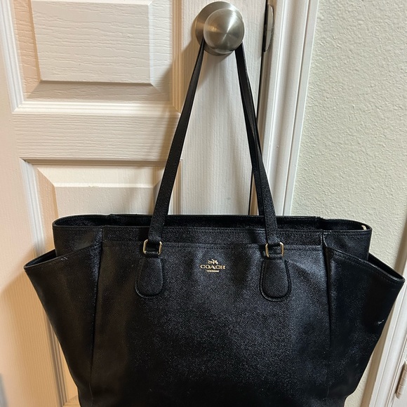 Lightly Used All Black Coach Diaper Bag - Picture 2 of 3